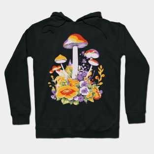 Cottagecore Mushrooms And Flowers Hoodie